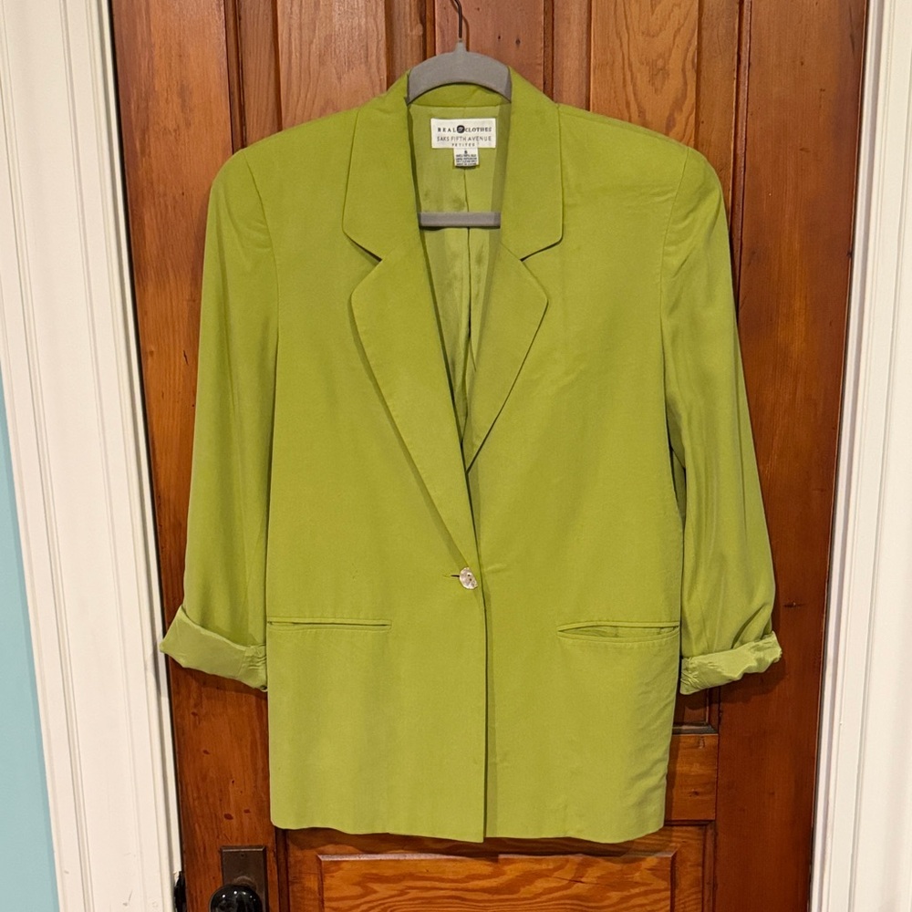 Vintage Saks Fifth Avenue Petite Women's Chartreuse Blazer